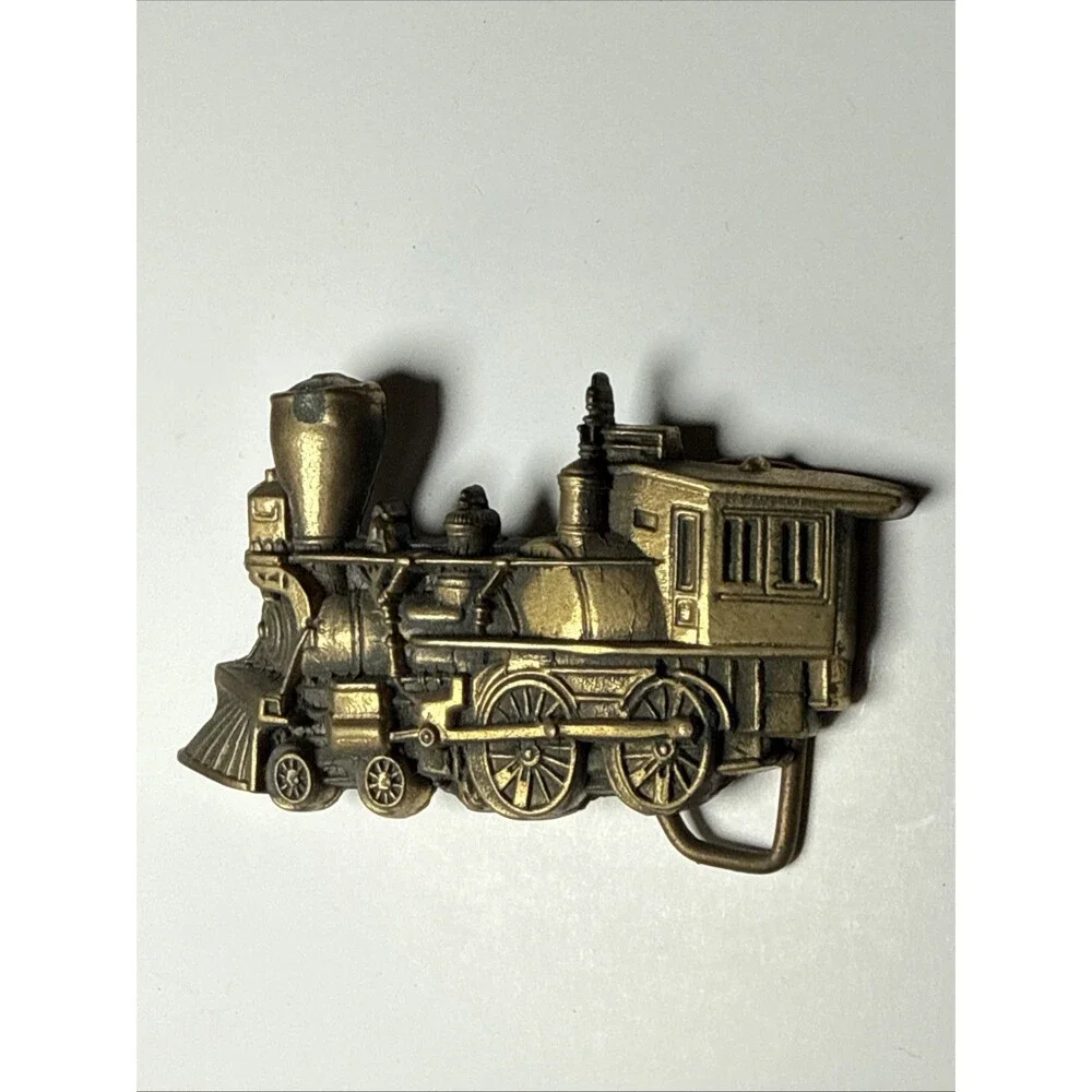 Vintage Steam Locomotive Rail Road Train 1978 Solid Brass Baron Belt Buckle BBB